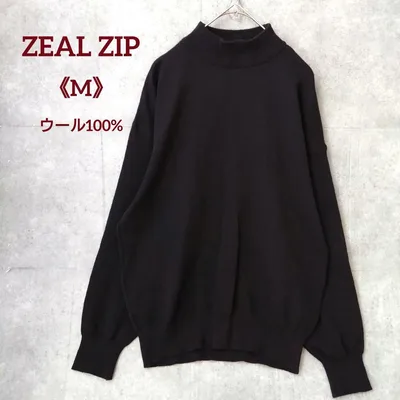 ZEAL ZIP ウール100% モックネック ニット ブラック M ハイネック