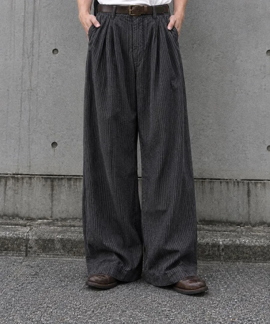 90s Vintage Stripe Wide Slacks 極太
