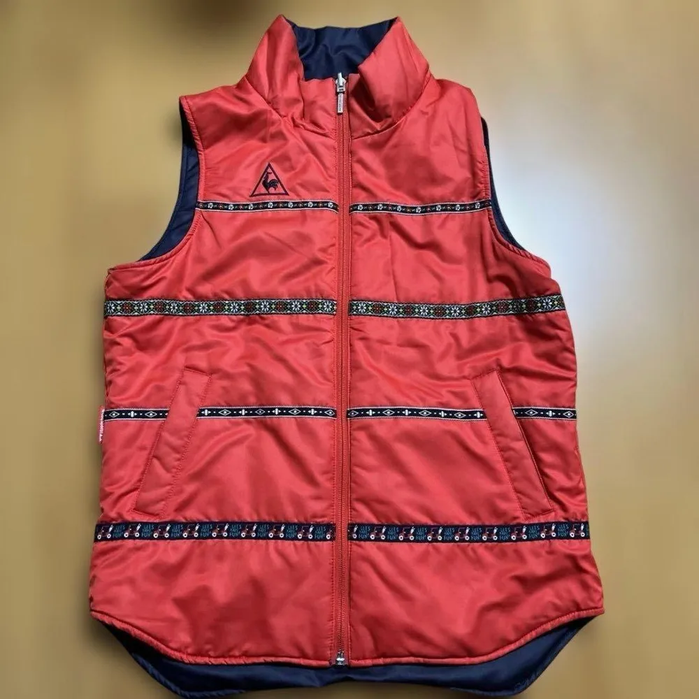 le coq sportifレディース ネイビーレッド M ベスト リバーシブル