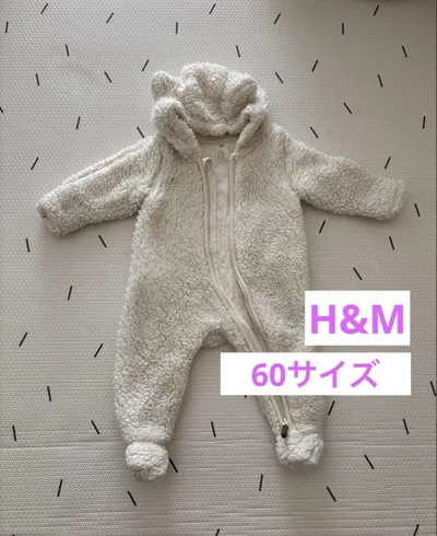 H&M ボアカバーオール くま耳付き 60cm