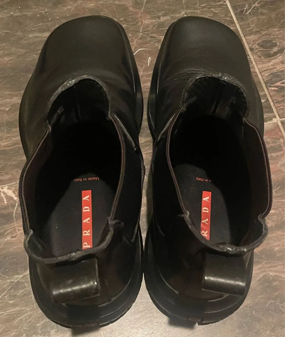 PRADA プラダ サイドゴアブーツ ブラック レザー