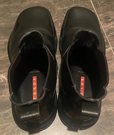 PRADA プラダ サイドゴアブーツ ブラック レザー