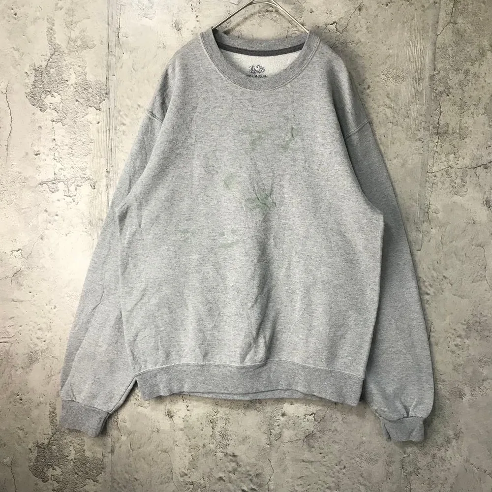 Y1692古着 トレーナー ブランクスウェット グレー 無地 90s Y2K