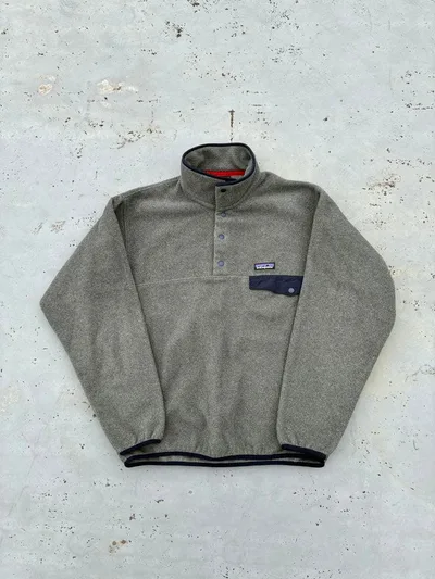 patagonia スナップT フリース M グレーxネイビー パタゴニア