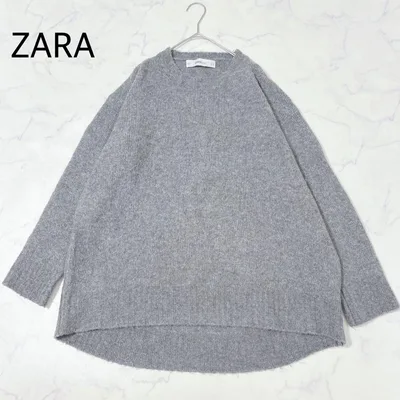 ZARA ザラニット クルーネック ニットセーター グレー M ゆったり 長袖