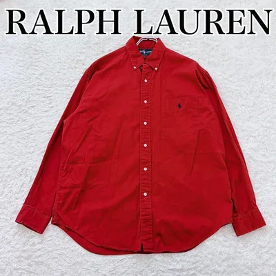ラルフローレン BIG SHIRT 長袖シャツ 赤 レッド ポニー刺繍 90s