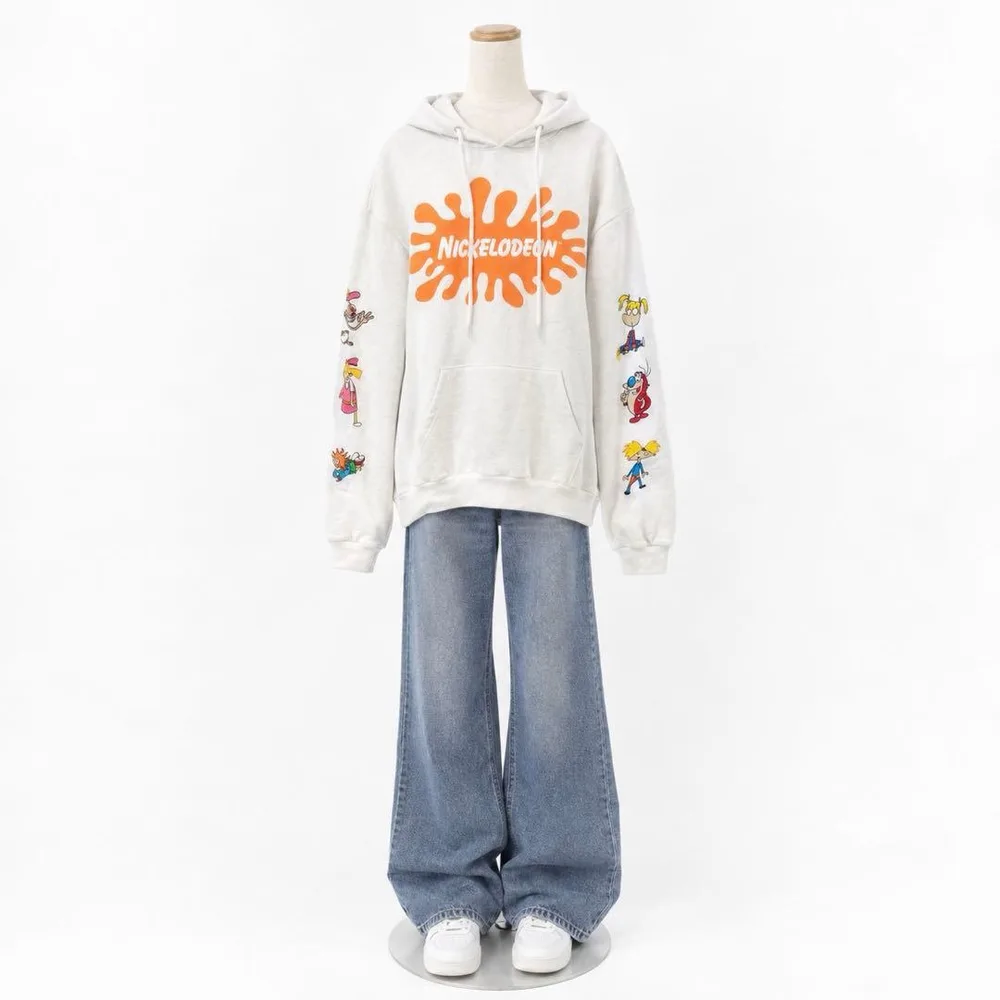 nickelodeon ニコロデオン パーカー フード 長袖 キャラ L 白