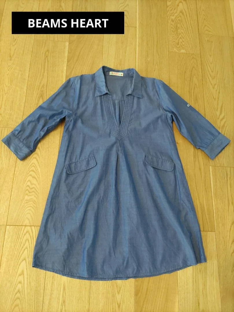 【BEAMS HEART】 チュニック シャツ 五分袖〜七分袖