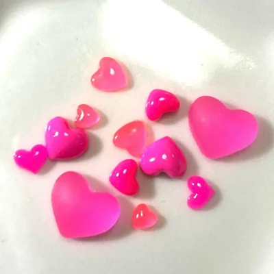 ハート ネイルパーツ ネオン ピンク 12粒セット 蛍光