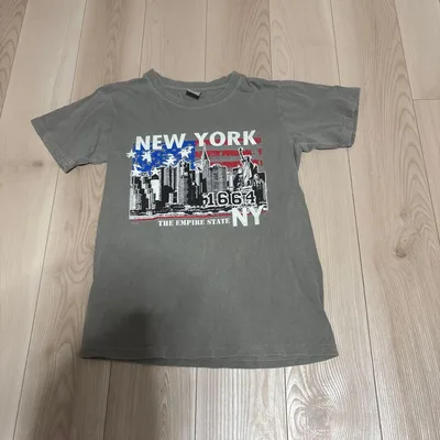 NEW YORK プリント Tシャツ グレー 古着 短丈