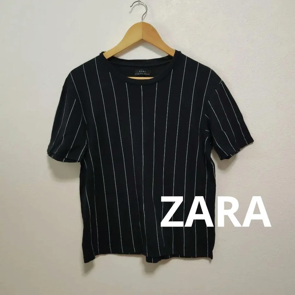 ZARA ストライプ 半袖 Tシャツ ブラック 38