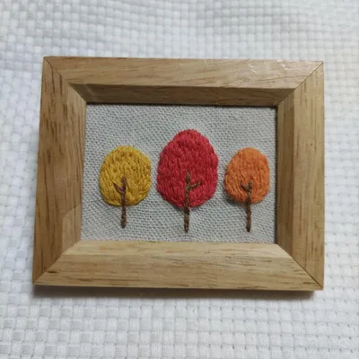 刺繍ミニフレーム 紅葉 秋 ハンドメイド