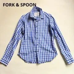 FORK & SPOON ギンガムチェックシャツ 長袖 ブルー