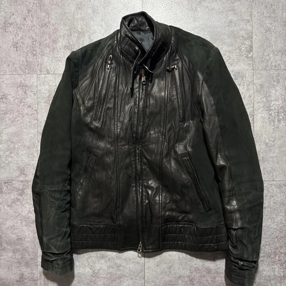 00s y2k 5351 double zip leather blouson