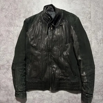 00s y2k 5351 double zip leather blouson