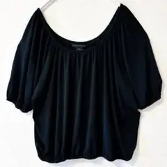 グレイスエレメンツ オフショルダーブラウス ゆったり黒XL ふんわり袖 デート