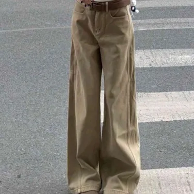 ハイウエスト ワイドパンツ ベージュ Sサイズ
