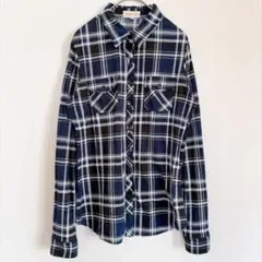 アーバンガール チェック シャツ レギュラーカラー 長袖 M 青 黒 白