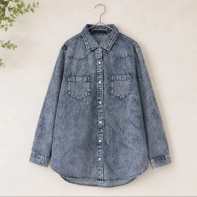PENDORA デニムシャツ ヴィンテージ風 ケミカルウォッシュ 10151