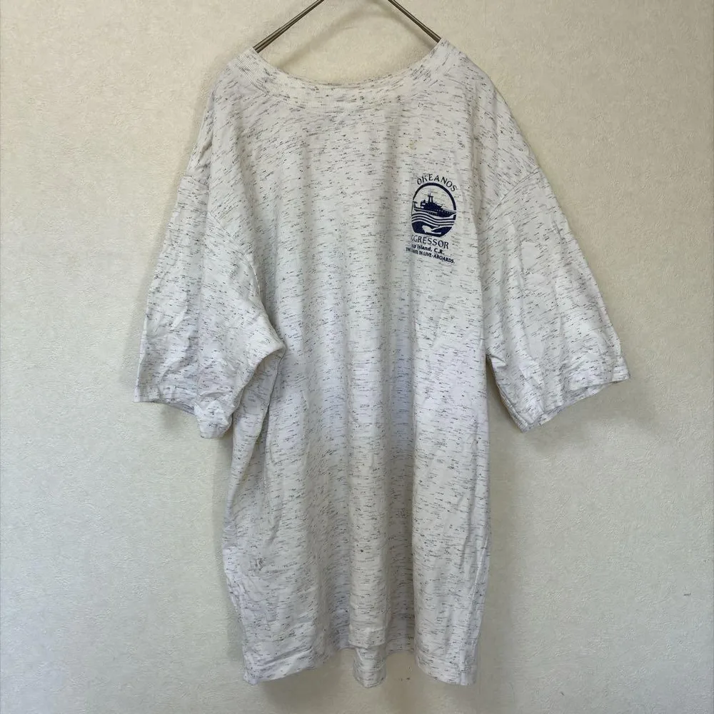 ジェイアンドビー サメプリント Tシャツ クルーネック半袖 XL 白 綿 街着