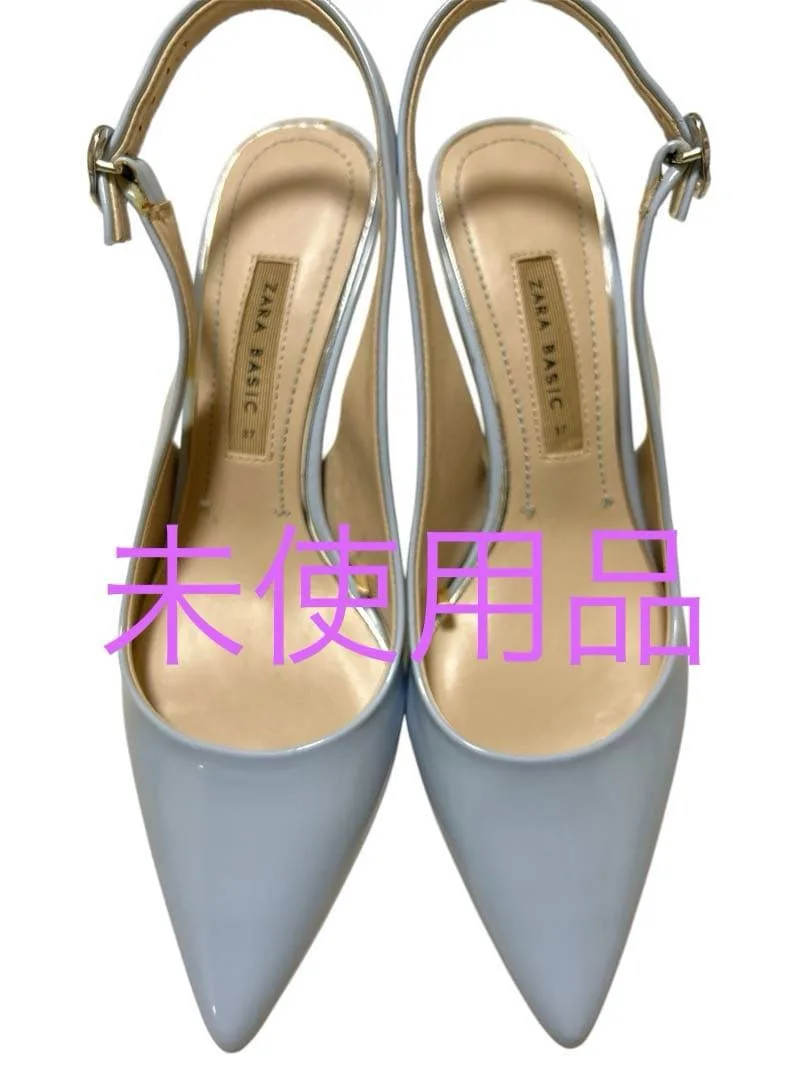 ☆未使用品☆ ZARA BASIC 水色 ハイヒール パンプス ストラップ
