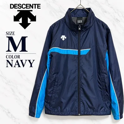 【M】DESCENTE デサント ウインドブレーカー 裏起毛 撥水 ネイビー