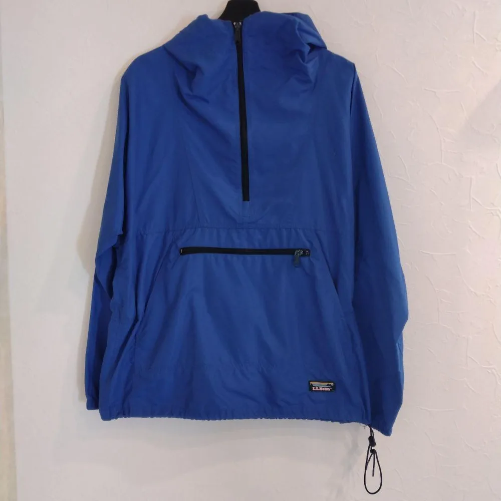 L.L.Bean 青 プルオーバーナイロンジャケット