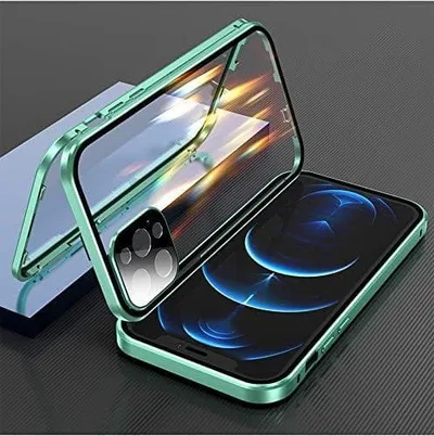 iPhone13 カメラ保護両面クリアケース 緑 マホケース