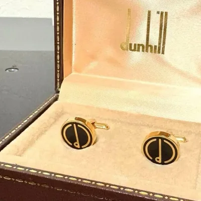 dunhill ダンヒル カフス カフリンクス ゴールド ブラック 箱付
