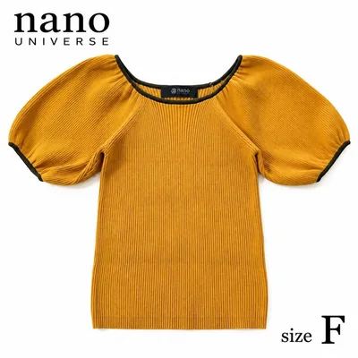nano universe ナノユニバース パフスリーブ リブニット マスタード