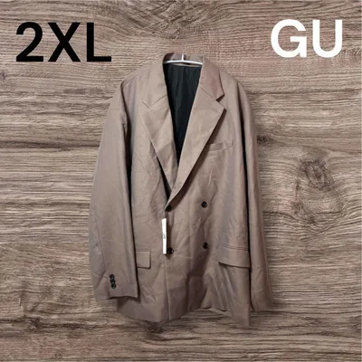 新品 未使用 GU ジャケット 2XL ブラウン ダブルブレスト オーバーサイズ