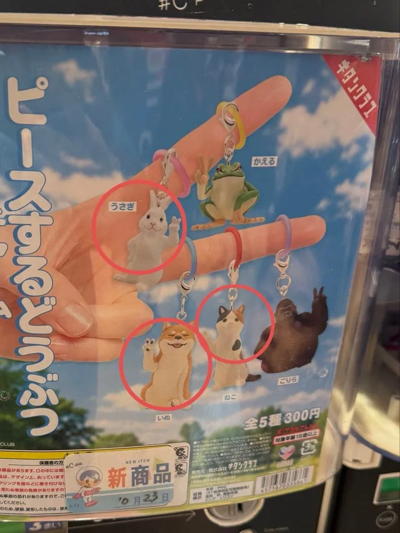 ピースするどうぶつ マーカーチャーム うさぎ・いぬ・ネコ 3点セット‼️