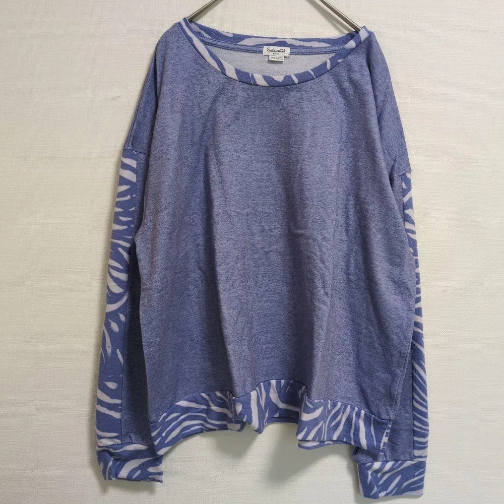 スプレンディッド カットソー クルーネック 長袖 ゼブラ L 青 白 ポリ