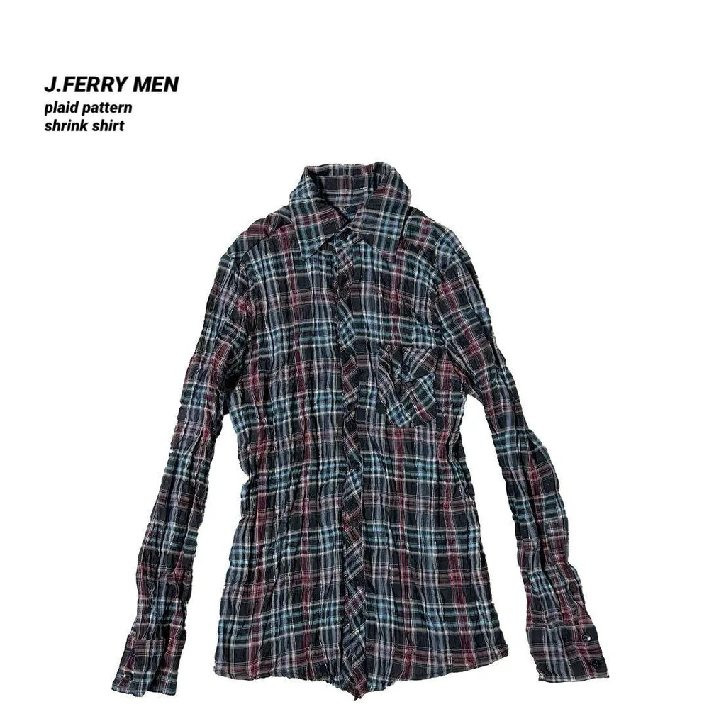 J.FERRY MEN ラメ糸 チェック柄 シュリンク シャツ 絞り ゴシック
