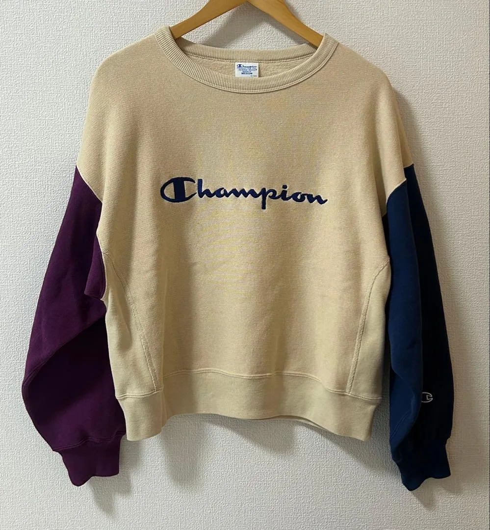 【青単タグ】Champion リバースウィーブ クレイジーパターン M ベージュ