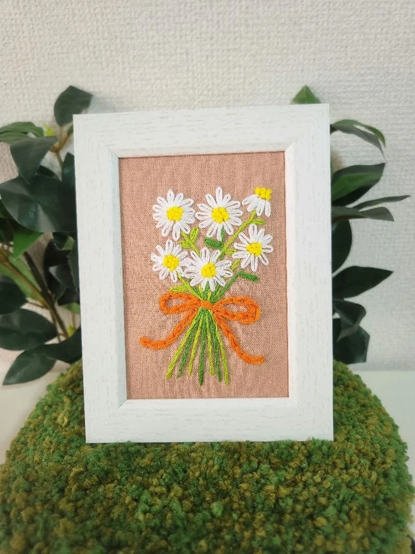 ハンドメイド 刺繍フレーム 花 ブーケ インテリア フラワー