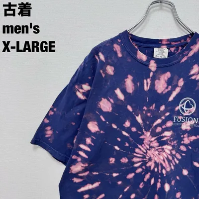 コンフォートカラーズ Tシャツ タイダイ ブリーチ ネイビー パープル XL古着