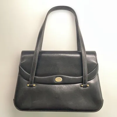 GUCCI ハンドバッグ ブラック レザー オールドグッチ