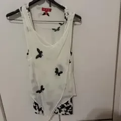 Derhy 蝶柄 ノースリーブ チュニック M