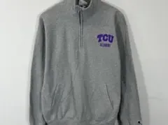 Champion TCU ALUMNI ハーフジップ スウェット グレー
