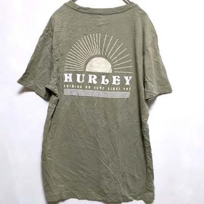 ■19✪ Hurley メンズ Tシャツ カーキ 半袖 バックプリント サーフ