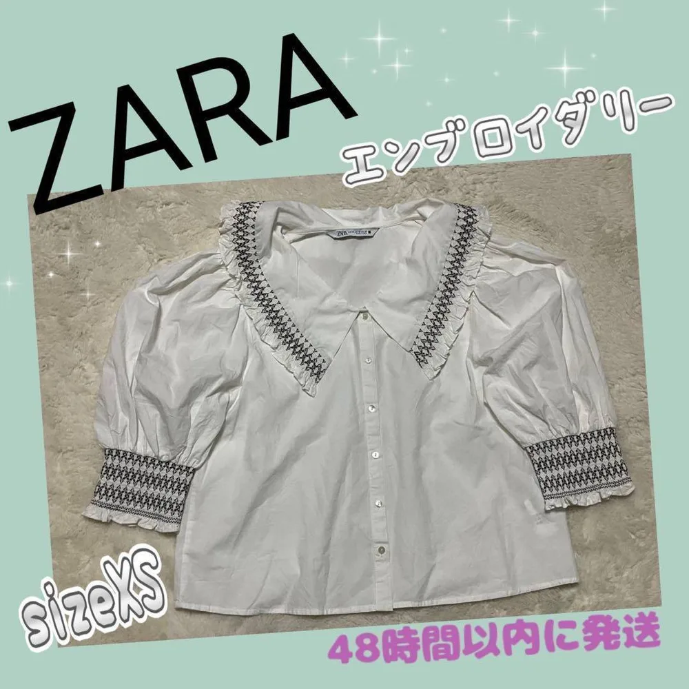 ZARA エンブロイダリーシャツ ブラウス ホワイト 刺繍 sizeXS