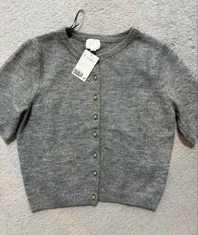 H&M グレー 半袖ニット カーディガン
