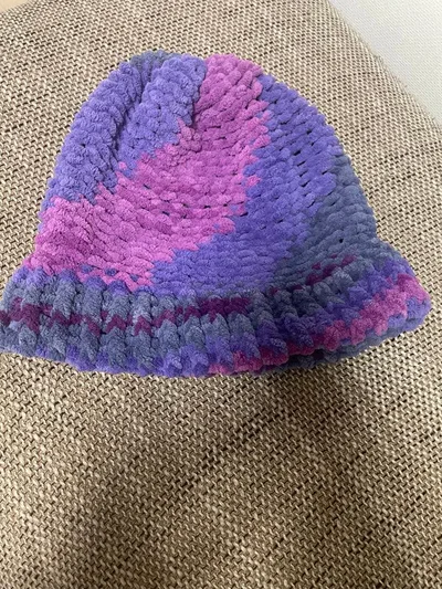 ハンドメイド ニット帽パープル系