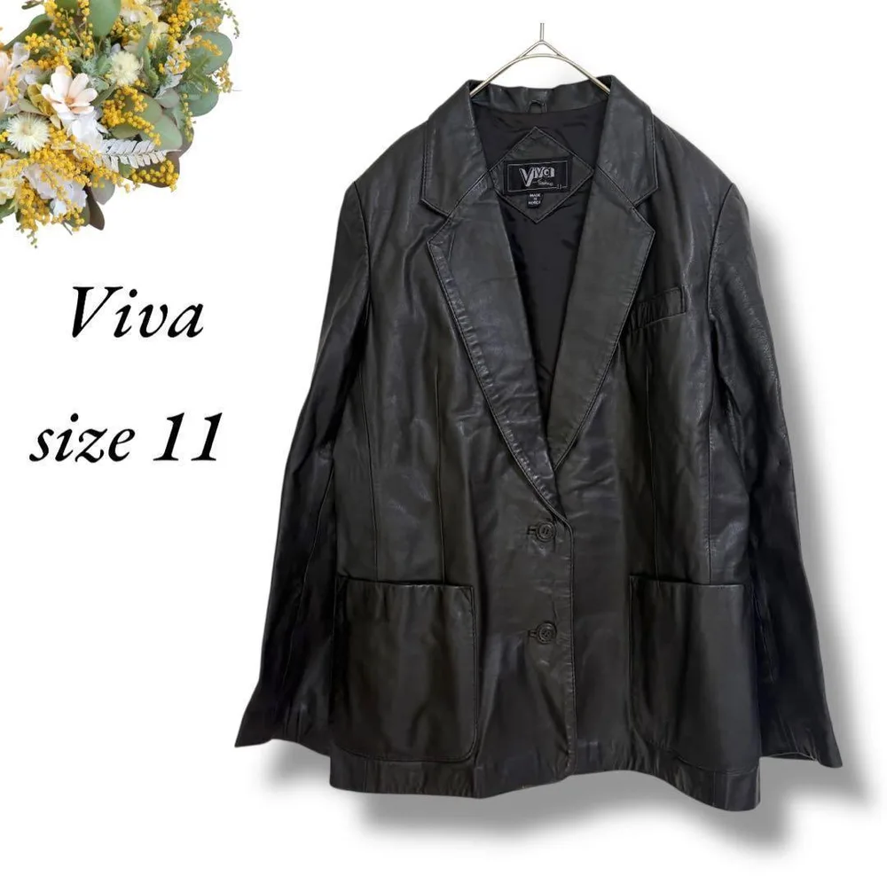 Viva 黒 レザージャケット 11 黒 牛革 革ジャン アウター 4359