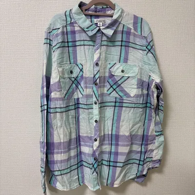 パステル チェックシャツ XL ゆるだぼ 古着女子 メンズライク 春カラー