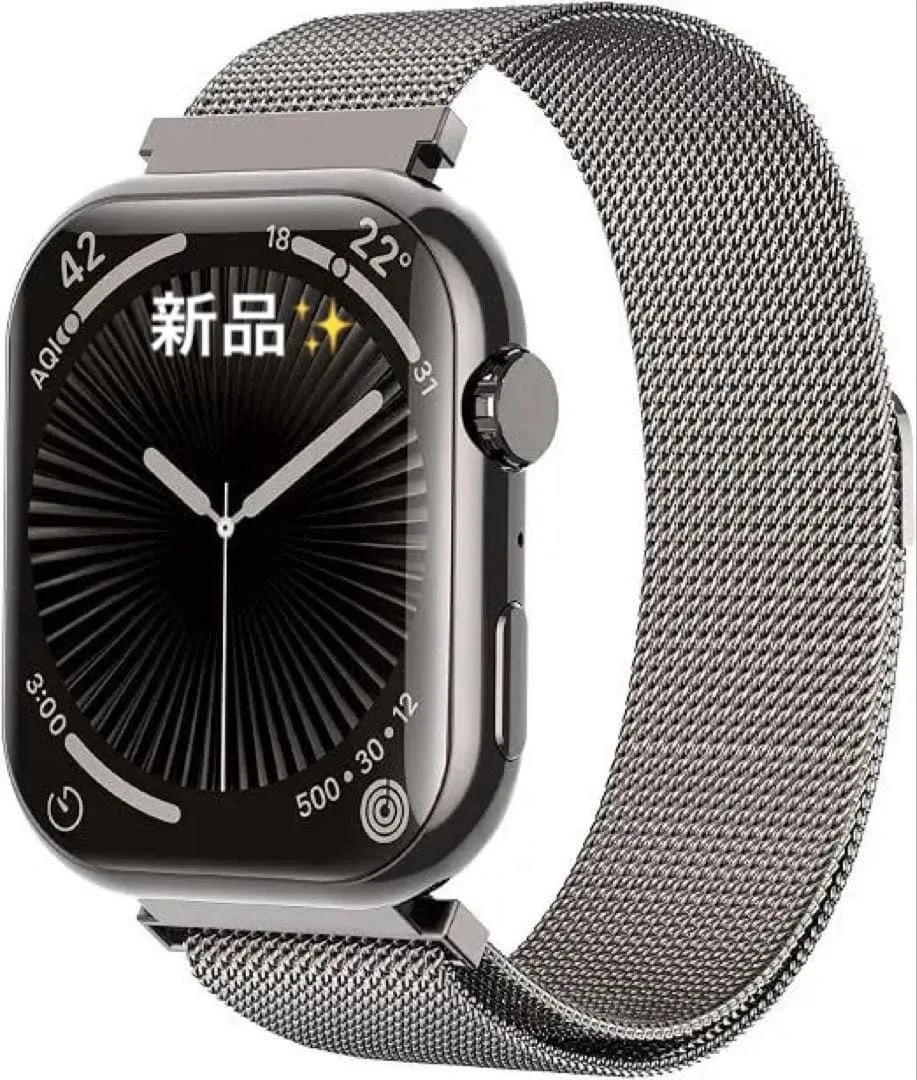 スマートウォッチ 2.014インチ 薄型 メッシュベルト 防水