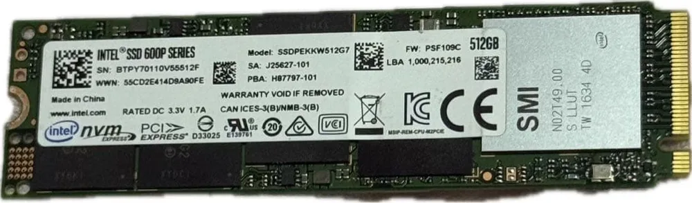 INTEL SSD 600P SERIES 512GB M.2 SSD