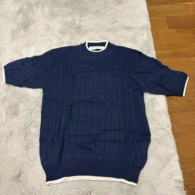 Brooks Brothers ケーブルニット 半袖 ネイビー