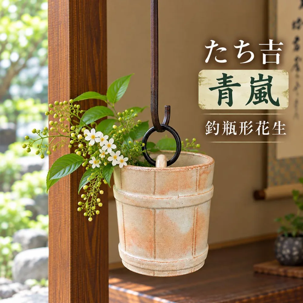 たち吉 青嵐 釣瓶形花生 花器 花瓶 花入れ 共箱付き